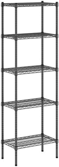 Commercial Wire Shelving Unit 5 Adjustable Shelves with 74 Posts Heavy-Duty Metal Storage Rack Multiple Sizes and Finishes Certified to NSF Standards (Black Epoxy 14 x 24)