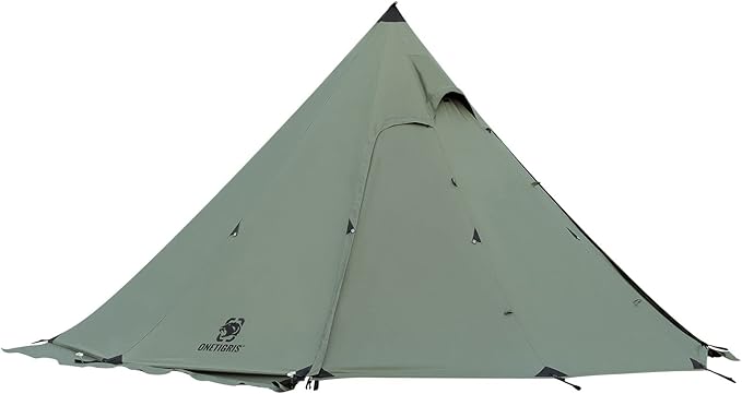 OneTigris Northgaze Canvas Hot Tent with Stove Jack Windproof Fire Retardant Durable 4 Season Camping Pyramid Teepee Tent for 2~4 Person