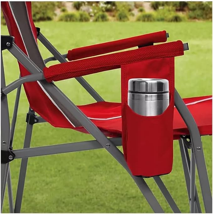 Oversized Folding Hard ARM Lawn Chair 325 LB Color: RED New- Camping and Beach