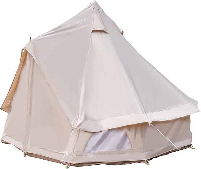Bell Tent Yurt Tents with Carrying Bag 4 Seasons Waterproof Tent 6.5ft Sturdy Center Rod for Camping 100% Cotton Glamping Tents Breathable Holds up to 2 People