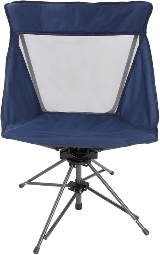 Zenithen Limited Portable Swivel Folding Chair Navy Color - with Mesh Back Cool Seating 225lb Capacity - Perfect for Camping Sporting Events Campfires and Recreation
