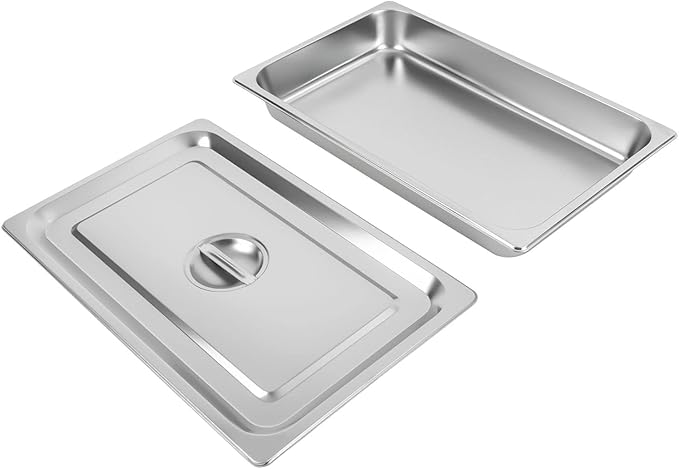 4 Pack Hotel Pan 2.5-Inch Deep Steam Table Pan with Lid 21.26 L x 12.6 W Hotel Pans Stainless Steel Pans Restaurant and Commercial Steam Tables