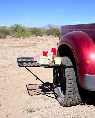 Tire Table Medium Steel Camping Table for Camp Travel Tailgating and Outdoor Work | Easily Holds 50 Pounds | Powder Coated Finish | No Tool or Hitch Required for Installation | 29 x 23 x 1.5