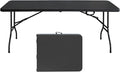 6ft Folding Table Portable Plastic Table for Camping Picnics Parties High Load Bearing Foldable Table Black