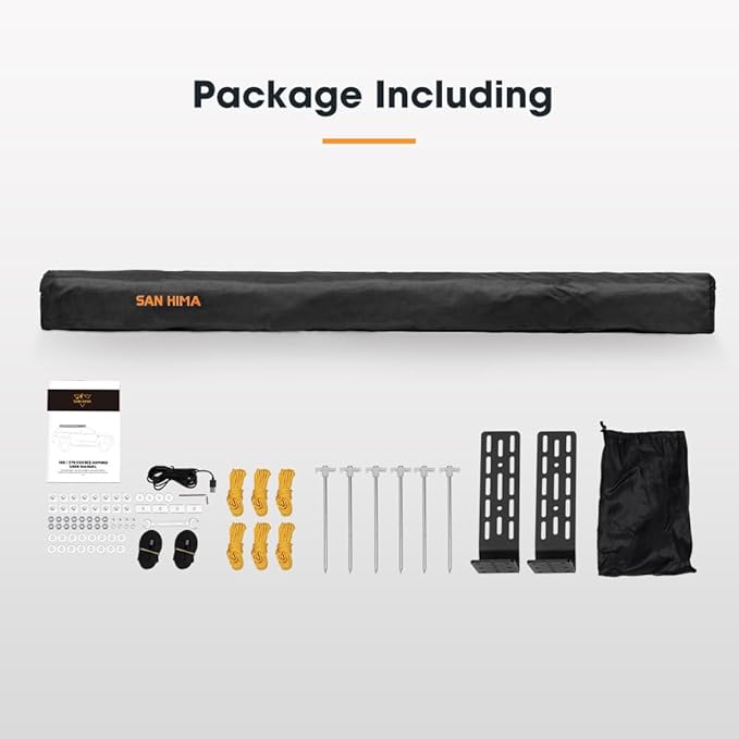 SanHima 180 Awning Free Standing Built-in LED Light - 118.4 sq.ft Shelter Karlu Frontier Car Side Waterproof UV50+ Wind Resistant Driver Passenger Side 180 Degree Vehicle Awning for SUV Van Truck