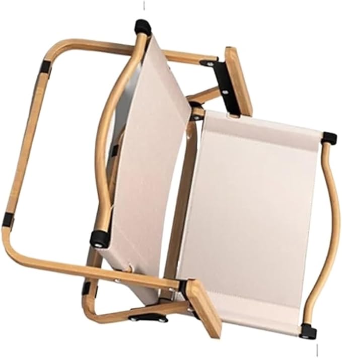 2pcs/1pcs Portable Camping Chair Outdoor Folding Alloy Wood Grain EquipmentCompatible for Comite(1PCS Khaki 62CM)