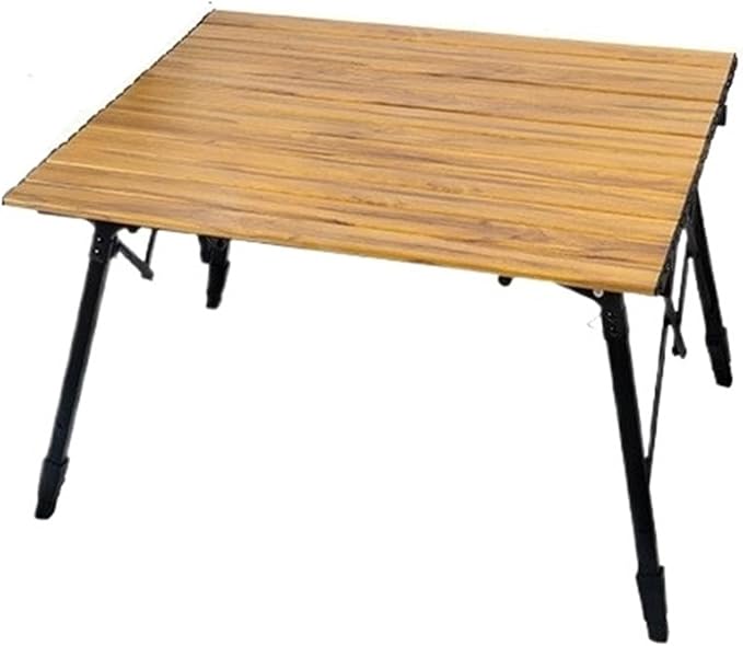 Outdoor Folding Table Wood Grain Aluminum Alloy Egg Roll Large Lifting Portable Camping Plate