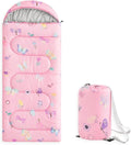 Wake In Cloud - Kids Sleeping Bag for Girls Toddlers Camping in Warm Cold Weather Backpacking Lightweight Compact Outdoor Liner for 3 Seasons Butterfly Garden Flowers