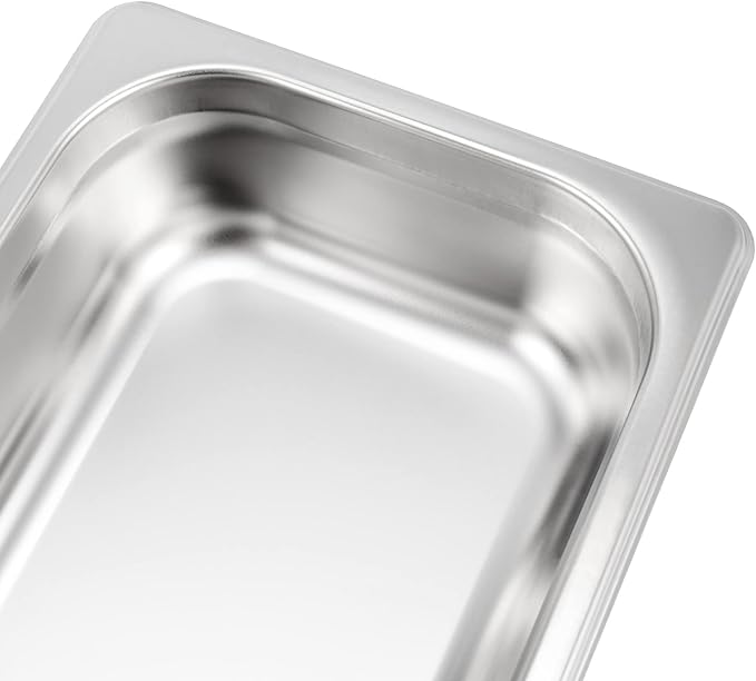 4 Pack 1/3 Size x 2.5 Inch Deep Steam Table Pan 12.8x6.9x2.6 Stainless Steel Anti-Jam Hotel Pan for Food Warmer Buffet Server Restaurants and Catering Supplies 22 Gauge