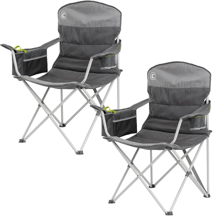 CORE Padded Quad Chair with Built-in Cooler | Folding Chair with Cupholder &amp Storage Pocket for Indoor Home or Outdoor Camping | Perfect for Concert Seat Sports Beach Travel &amp Picnic
