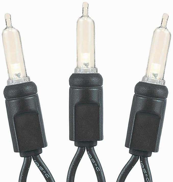 Novelty Lights Vintage Style T5 Warm White LED Christmas Lights 35 Feet Black Wire String of 70 Mini Bulbs UL Listed Indoor/Outdoor Tree Lighting