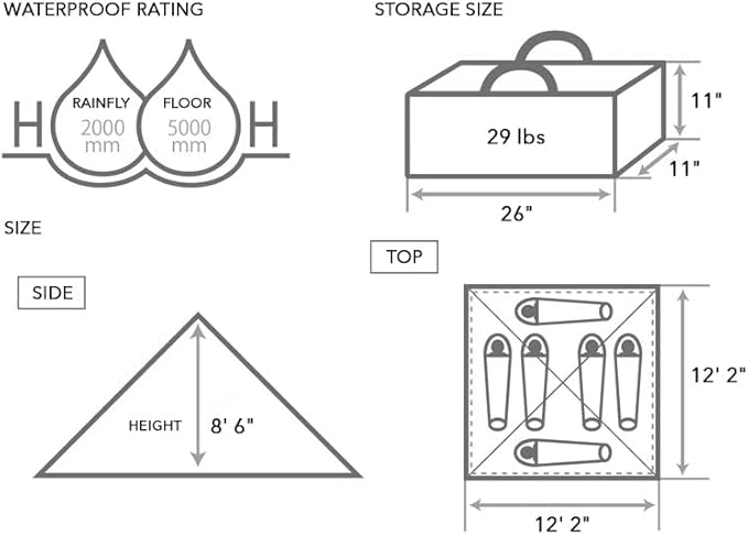 DOD RX Pyramid Tent for Camping - Durable All Season Teepee Tent for Adults Outdoor Camping - 6 Person Tipi Pyramid-Shaped Camping Tent - Quick Easy Setup - Large
