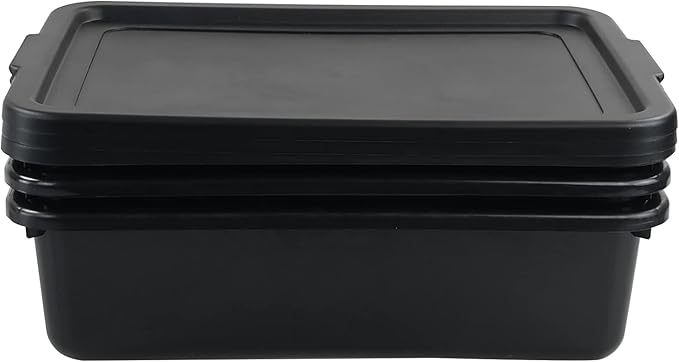 Xyskin Storage Utility Bus Tote with Lid Restaurant Commercial Bus Box 3 Packs