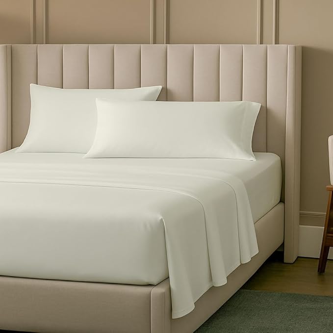 SlumberWell 4 Piece Luxury Soft Microfiber Fitted Bed Sheet Set for Campers 8 to 12 Inch Deep Pocket RV Full 54 x 75 Ivory