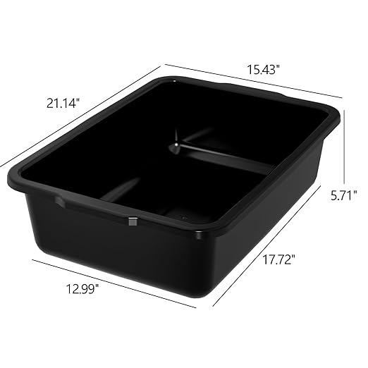 23 L Large Commercial Bus Bin 4 Pack Plastic Restaurant Dish Tub Black