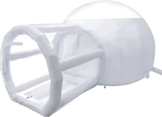 Transparent Inflatable Bubble Tent Luxury Single Tunnel Bubble House Dome Greenhouse Tent with Blower 110V 350W for Outdoor Family Camping Backyard Party Festivals Stargazing