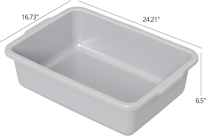 4 Packs Large Bus Tubs Commercial 32 L Plastic Bus Boxes Gray