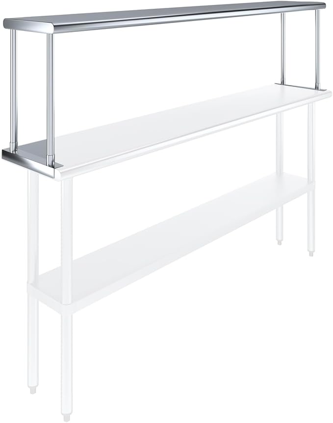 AmGood 12 Wide x 72 Long x 18 High. Stainless Steel Single Overshelf for 72 Long Prep Table