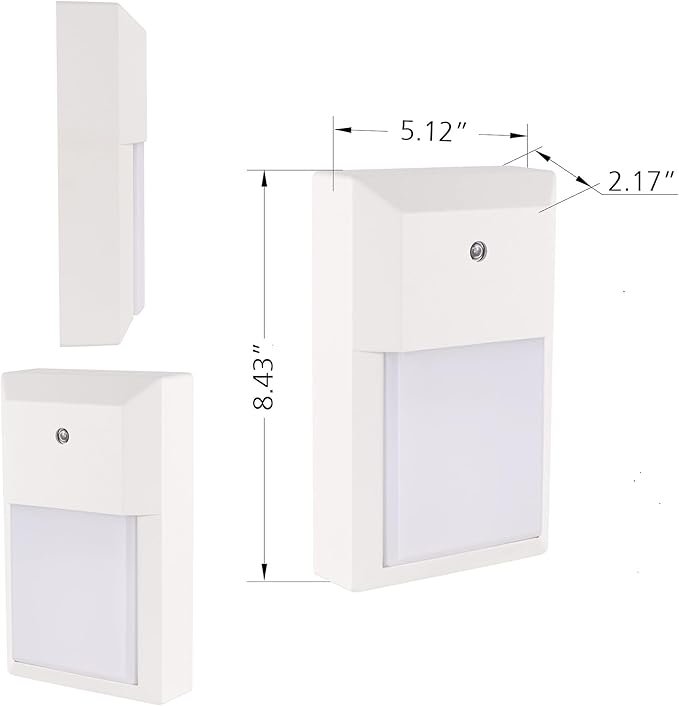YoonLIT LED Outdoor Wall Pack Lantern Dusk to Dawn Photocell Waterproof Light for Porch Garage Stairway Hallway 12W 1000 LM 3000K Aluminum Housing Plus PC Cover White 4-Pack