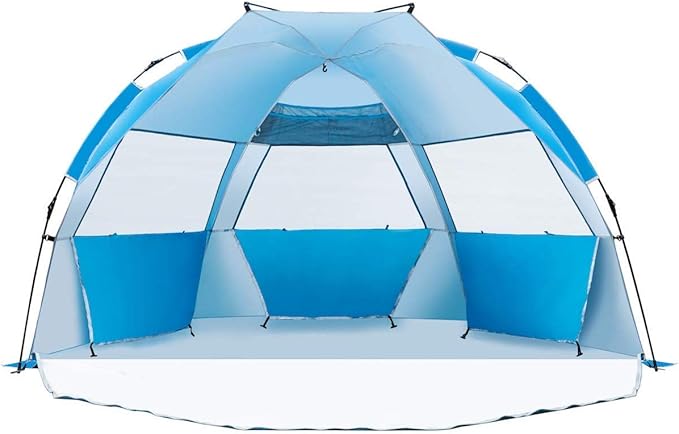 Beach Tent-Outdoors Easy Up Cabana Tent Sun Shelter Beach Umbrella Deluxe Large for 5-6 Person Blue