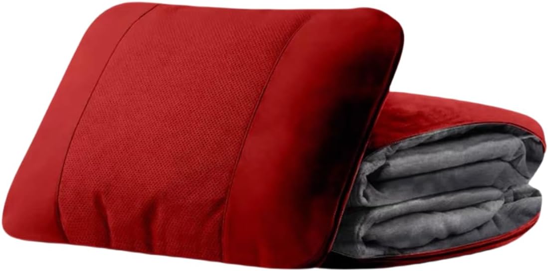 3-in-1 Pillow Blanket Convertible - 2-in-1 Pillow &amp Plush Fleece Blanket for Adults All Seasons Travel Accessory | Nap Office Camping Sofa &amp Airplane Essentials (Red)