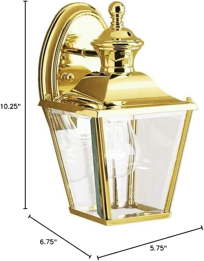 Kichler 9711PB Bay Shore Outdoor Wall 1-Light Polished Brass