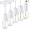 96FT(48×2) Outdoor String Lights Commercial Grade Heavy Duty White Wire Patio Light with Dimmable S14 Shatterproof LED Bulbs Linkable Waterproof Bistro Lights for Outside Deck Backyard Cafe Market