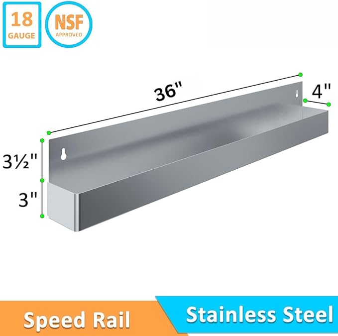 36 Single Bottle Rack for Bars Restaurants &amp Foodservice | Underbar Organizer for Liquor &amp Syrups - Speed Rails Made up of Stainless Steel (36 Single Rail)