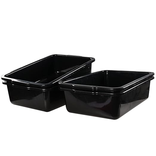 32 Liter Commercial Bus Tubs Black Large Utility Bus Trays/Tote Box Set of 4