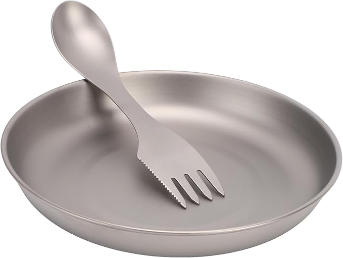 Alomejor Utensils Camping Mess Kit Cookware Lightweight Fork Spoon Plate Set for Hiking and Backpacking