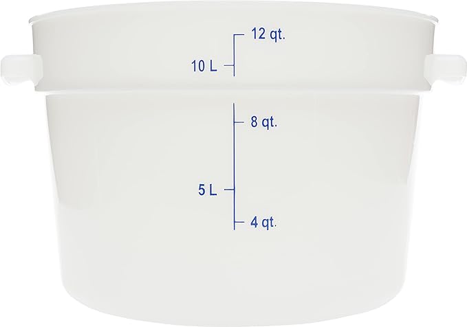 Carlisle FoodService Products Storplus Round Food Storage Container with Stackable Design for Catering Buffets Restaurants Polyethylene (Pe) 12 Quart White