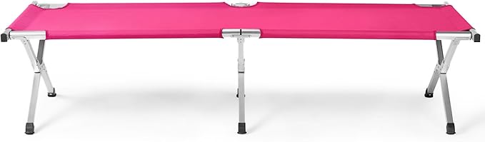 Folding Camping Cot Bed with Easy SetupSleeping Cots for Adults with Storage BagSupport 275 Lbs (Pink)