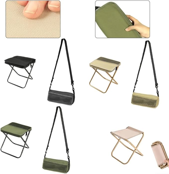 Collapsible Stool Folding Stool For Outdoor Camping Fishing Travel Hiking Oxford Cloth Seat Compact Storage Camping Chair Lightweight For Adults(Black S Size)