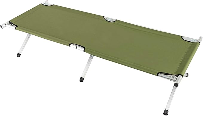 Portable Military-Style Folding Camping Cot with Carrying Bag - Army Green