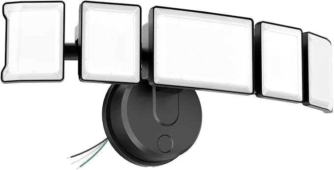 Olafus 180W Flood Lights Outdoor 18000LM Super Bright Security Lights with 5 Adjustable Heads IP65 Waterproof Hardwired Switch Controlled 6500K Aluminum LED Flood Light for House Yard Black