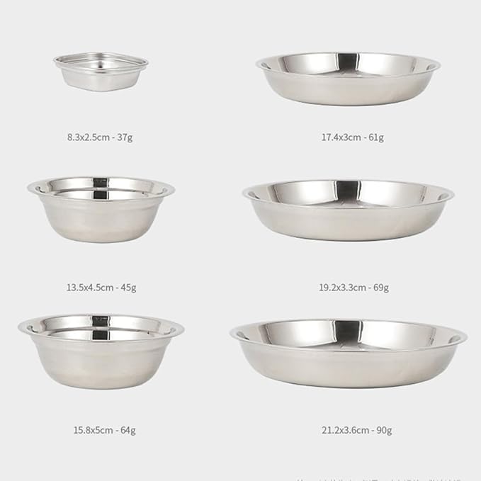 Portable Outdoor Tableware Camping Bowls Plates Stainless Steel Dinnerware for Hiking Bbq Picnic Lightweight Food-grade Material