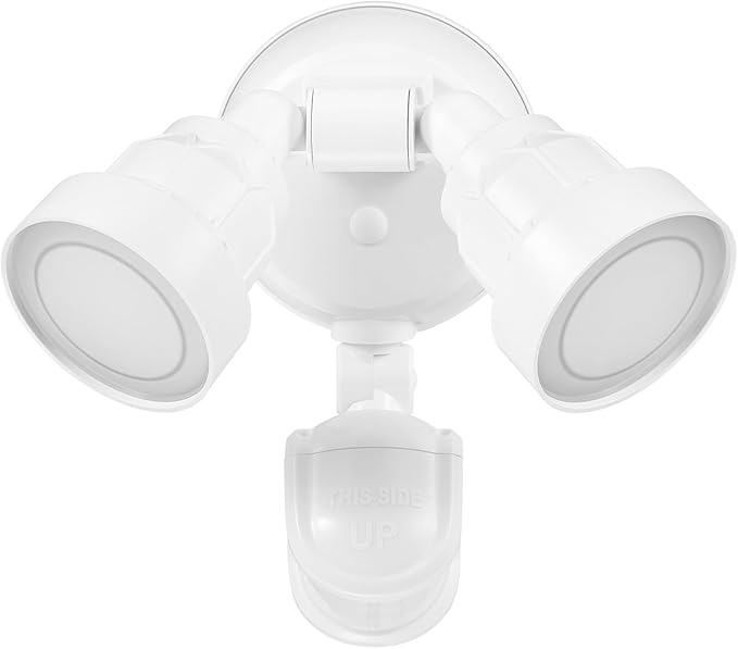 GLOBE Electric 180-Degree 15W Twin Head White 1400 Lumens Hardwired Motion Activated Outdoor Integrated LED Flood Light Security Light Outdoor Outside House Lights