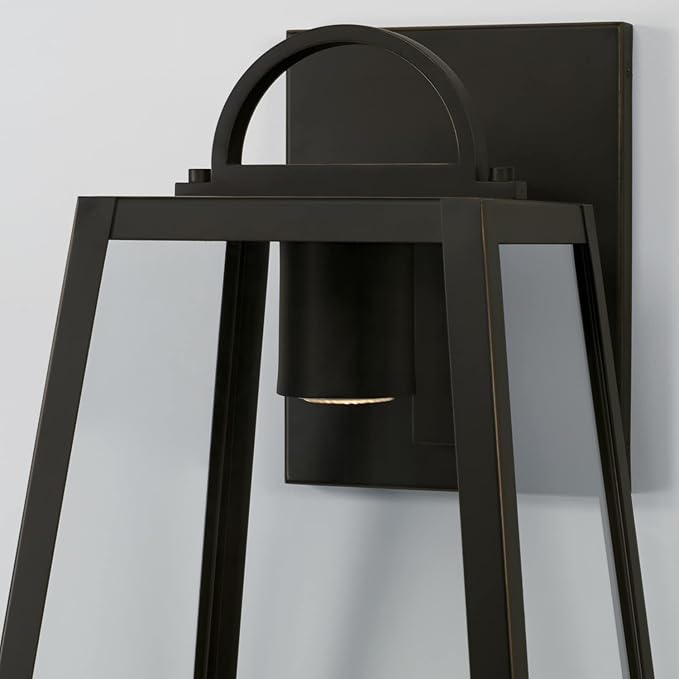 Capital Lighting 943713OZ-GL Leighton Wet Rated Minimal Emissions Design Clear Glass Outdoor LED Wall Lantern 1-Light 7 Watt 23 H x 12 W Oiled Bronze