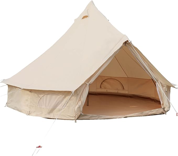 Happybuy Canvas Bell Tent - 4 Seasons Breathable 100% Cotton Canvas Yurt - w/Stove Jack Luxury Glamping Tent Waterproof for Family Camping Hunting Party
