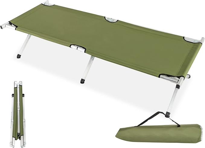 VINGLI Folding Camping CotOutdoor Portable Camp Bed Sleeping Cots with Carry Bag Green