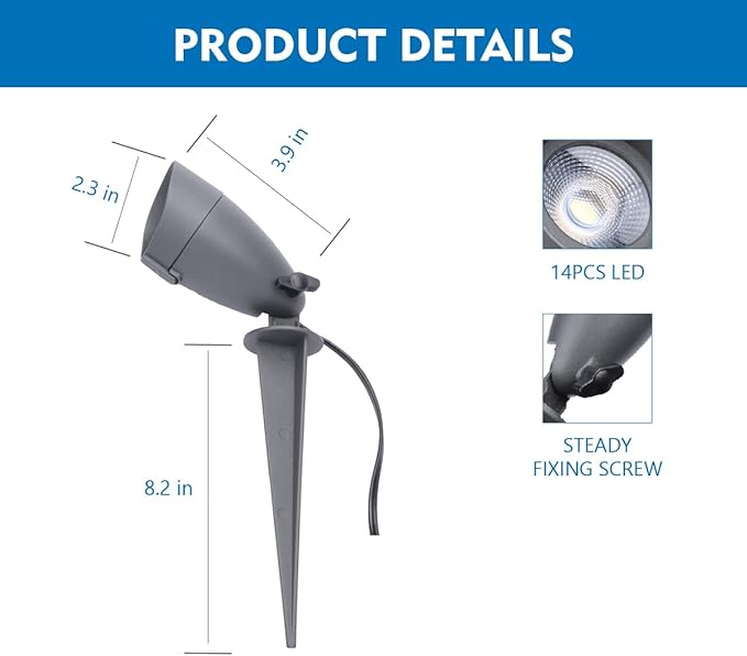 LED Low Voltage Landscape Lights with Connector Aluminium Die-CastOutdoor Spot Lights Waterproof 6W 12V AC/DC2 PackSpotlights for Pathway Yard Lawn Garden (Transformer NOT Included)