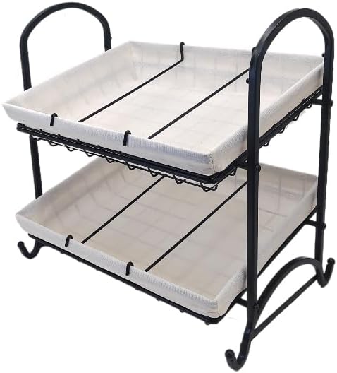 Stackable Candy Display Rack with Canvas Cover|Stackable Candy Organizer|Multi-Function Snack Rack&ampShelf for Chips |Perfect Display Solution for Stores (White Medium)