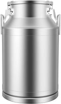Stainless Steel Milk Can 40L/10.57Gal Metal Airtight Canister Food Storage Container with Lid &amp Clamps Bean Rice Cereal Storage Bucket for Kitchen Restaurant W13.4*H22in