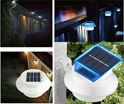 6-Pack Solar Gutter Led Lights Outdoor Solar Fence Lights Deck Lights for Eaves Garden Landscape Yard (White)