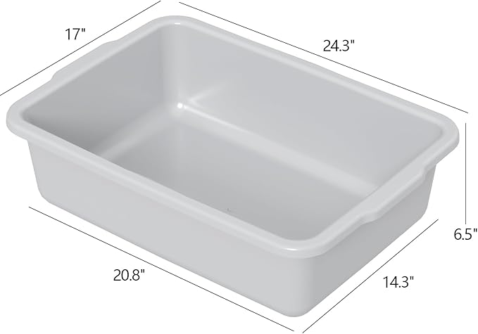 Ggbin 4 Pack Extra Large Plastic Bus Tubs 35 L Commercial Bus Boxes Gray