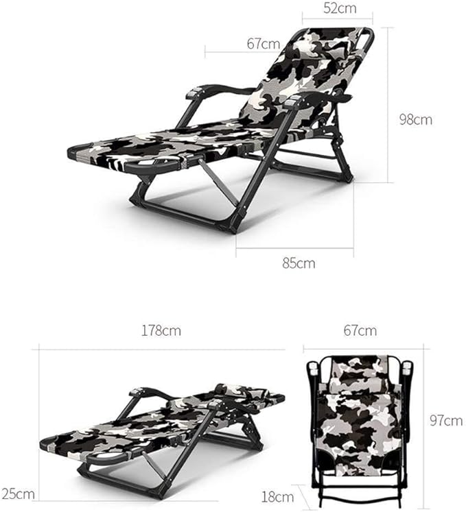 Outdoor Sun Lounger Pad - Comfortable Camping Bed Garden Lounge Chair for Beach Sit/Lie and Fishing (Adjustable Portable)