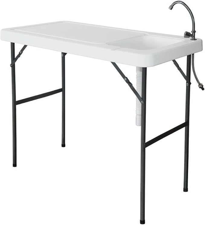 AOSGYA Portable Folding Table Fish Fillet Hunting Cleaning Cutting Camping Picnic Outdoor Gardening Table with Sink Faucet