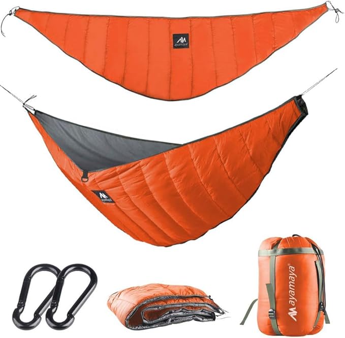 AYAMAYA Single &amp Double Hammock Underquilt Full Length Big Size Under Quilts for Hammocks Camping Backpacking Essential Winter Cold Weather Warm UQ Blanket Bottom Insulation