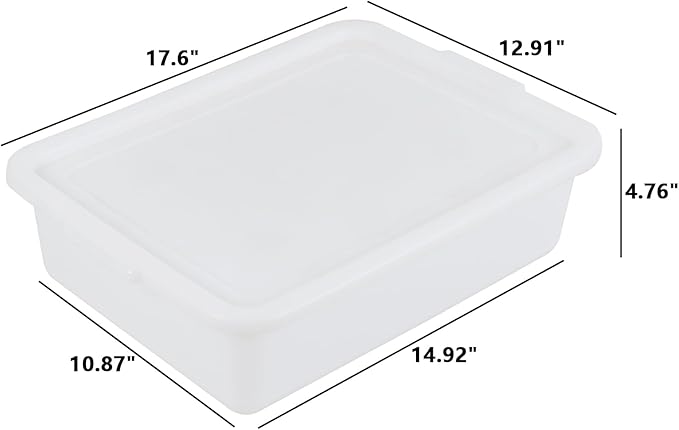 12-Pack 13 L Commercial Bus Tub with Lid Bpa-Free Food Grade White Dish Tote Box