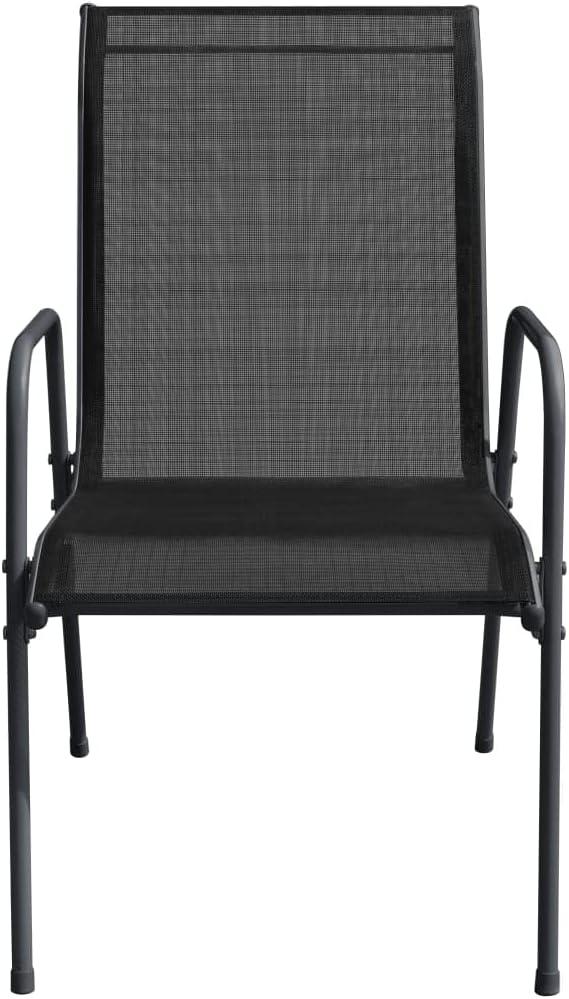 Patio Chairs Chairs for Dining Table Dining Chair Outdoor chairsPatio Chairs 4 pcs Steel and Textilene BlackSuitable for Gardens courtyards